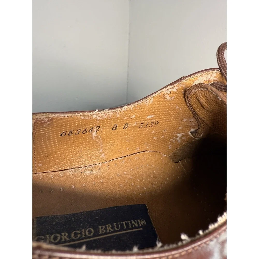 Giorgio Brutini Mens Brown Leather Imitation Braided Lace Up  Sz 8D  Dress Shoes